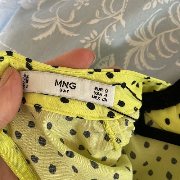 Mango neon yellow Polka dot dress size S - Picture 2 of 3